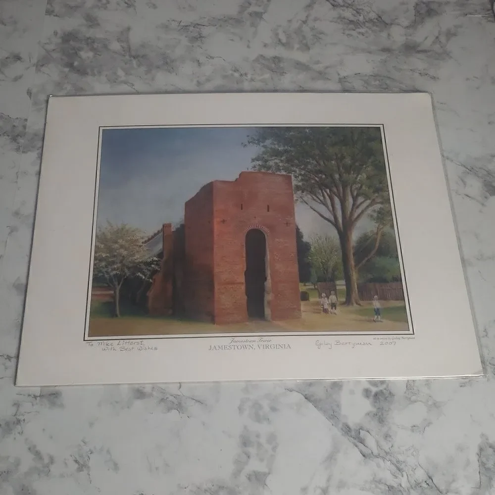Jamestown Tower Signed Print by Gulay Berryman‎